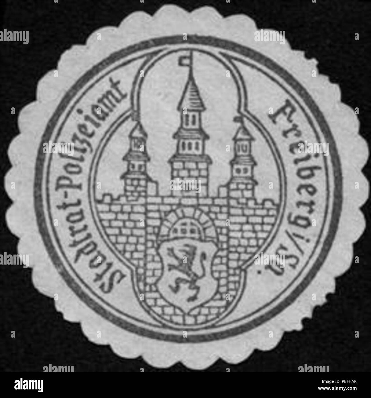 1524 Siegelmarke Polizeiamt - Stadtrat Freiberg en Saxe W0229094 Banque D'Images