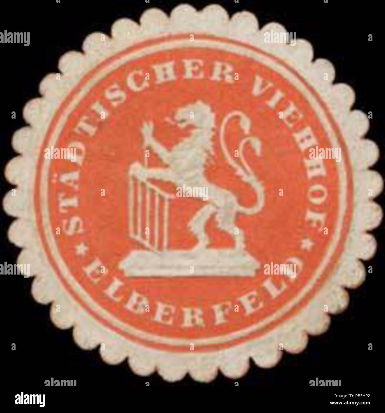 Briefverschlussmarke Haus aus Papier, welche seit ca. Von Behoerden Anwaelten, 1850, Notaren Firmen und zum verschliessen der Post verwendet wurde. 1531 Siegelmarke Viehhof Städtischer Elberfeld W0334336 Banque D'Images