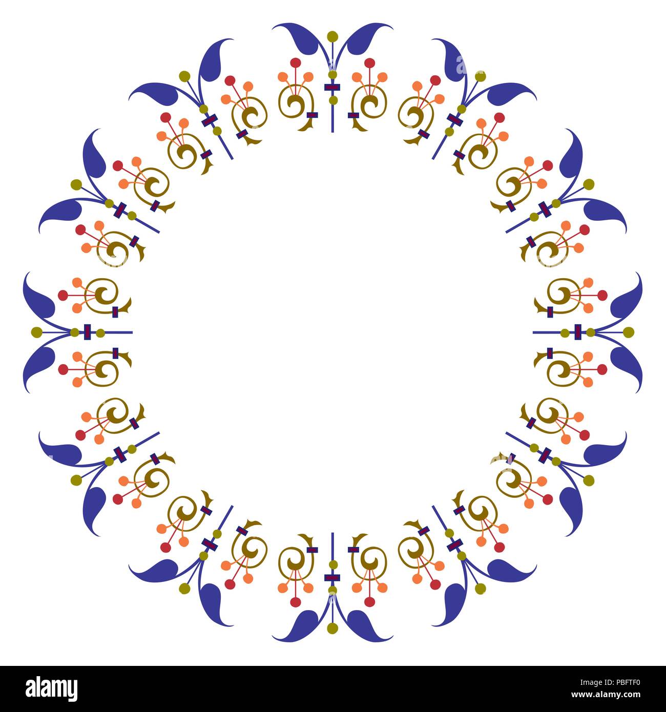 Forme du cercle artistique garnie de couleurs, style de conception ancienne Illustration de Vecteur