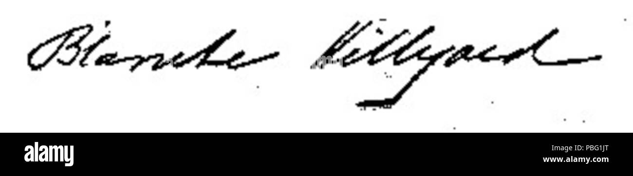 . Anglais : Signature de Blanche Bingley Hillyard (1863-1946), les joueurs de tennis français et six fois champion de Wimbledon . avant 1910 1535 Signature de Blanche Bingley Hillyard Banque D'Images