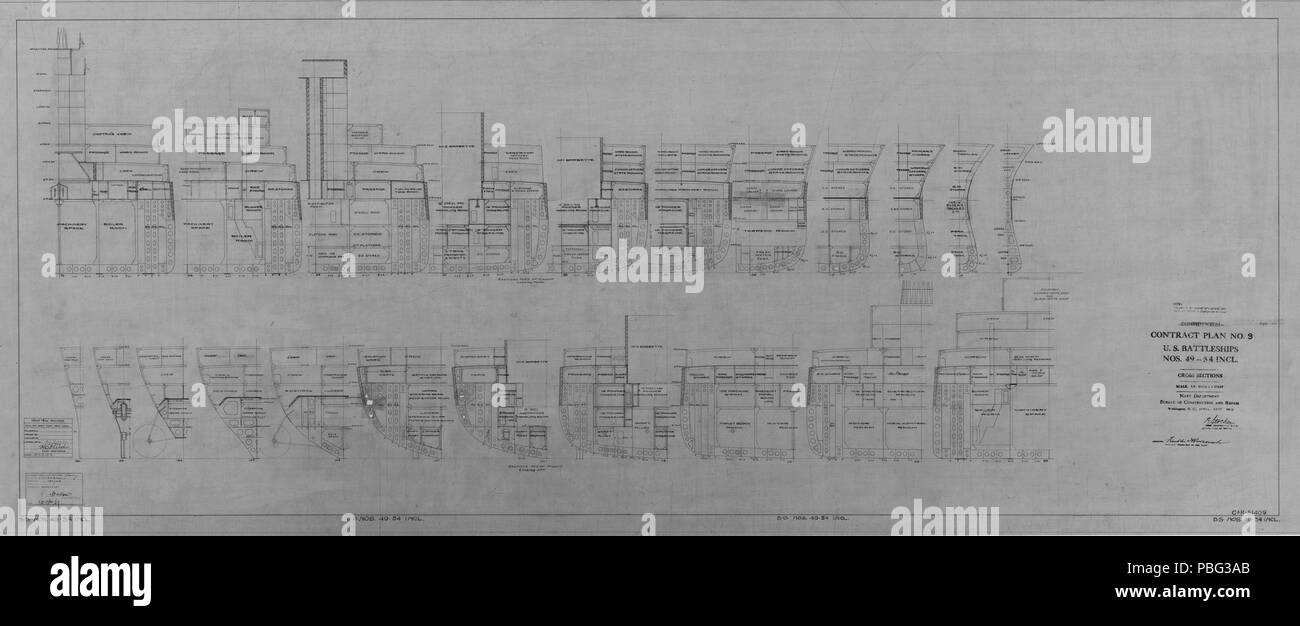 Le Dakota du Sud 1552 Contrat de Plan de classe 9 - Vues en coupe Banque D'Images
