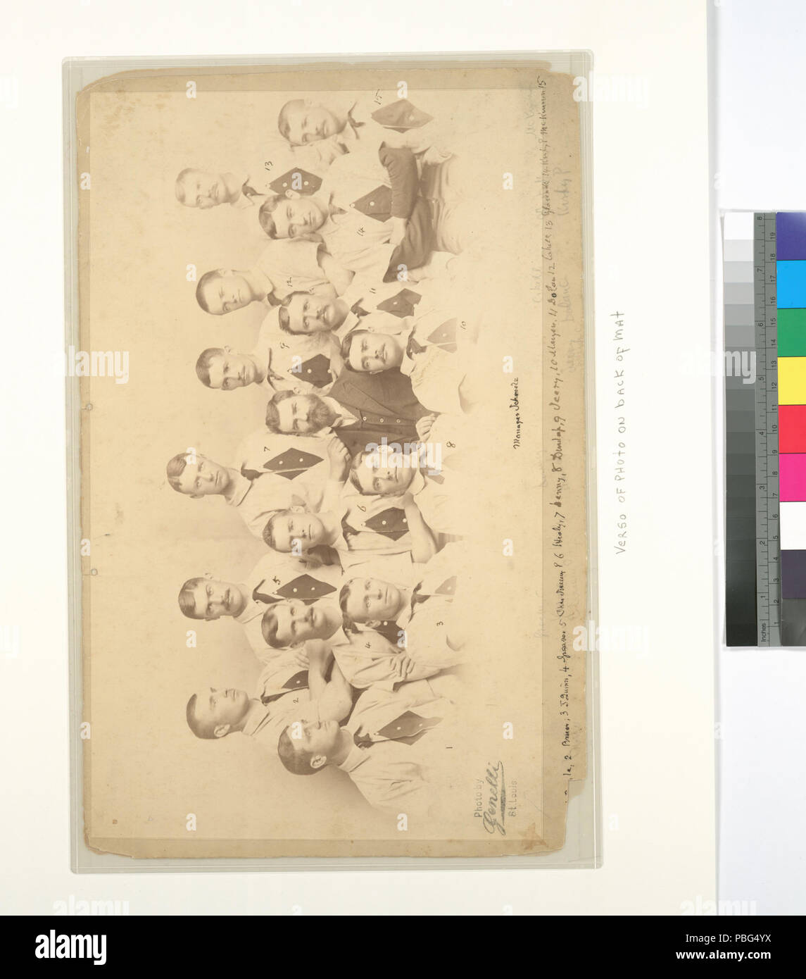 1564 Saint Louis Athletic Association, Boyle, Bauer, Quinn, Greaves, C. Sweeny, Healy, Denny, Dunlap, Sweeny, Meyer, Cahil, Dolan, Schmelz, 1886 (NYPL b13537024-56524) Banque D'Images