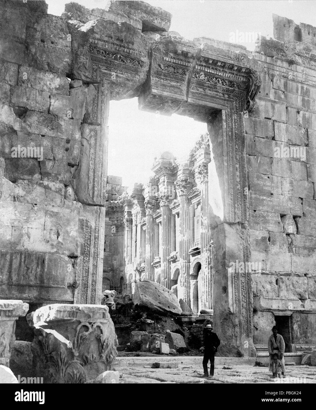 Ruines du temple, Baalbek, Liban 1870-1885 Banque D'Images