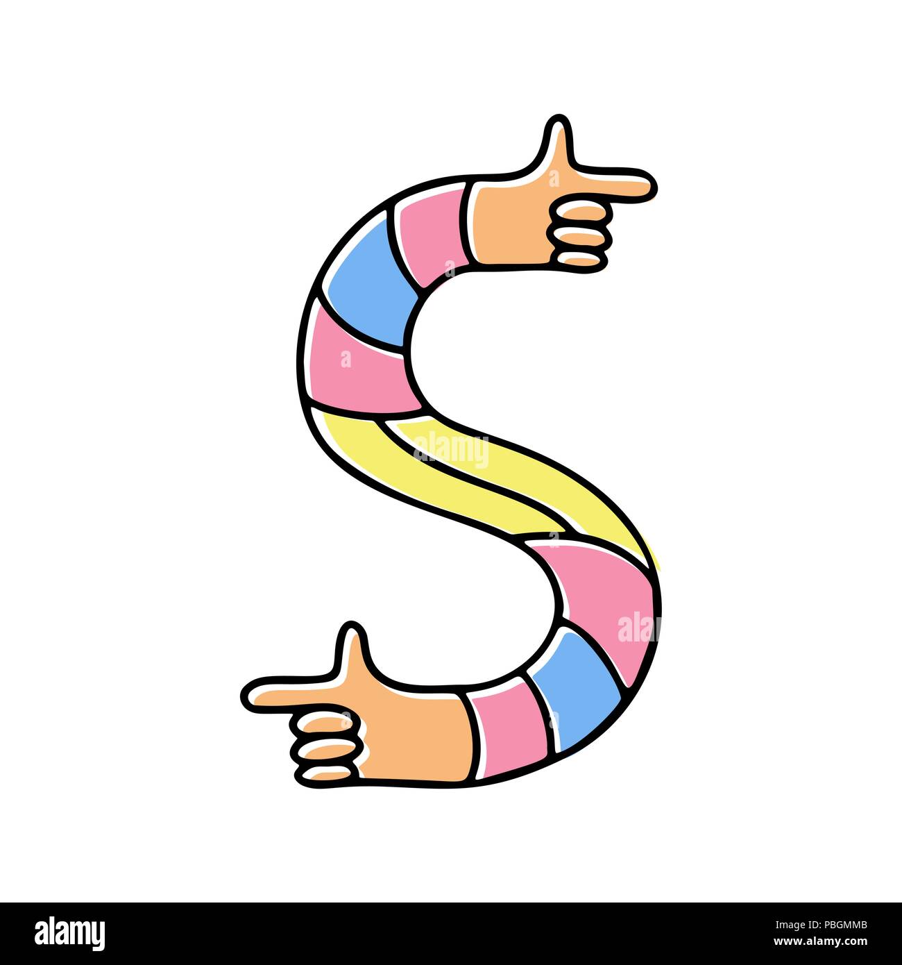 Les mains folles alphabet, lettre à la main S Illustration de Vecteur