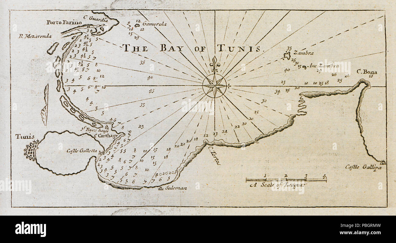 1614 La baie de Tunis - vendeur John Le pilote anglais - 1771 Banque D'Images