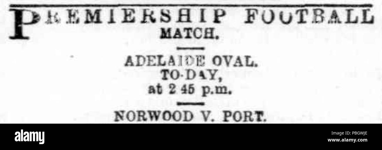 1632 L'Express et le télégraphe (Adelaide) 5 octobre 1889 match de football Premiership raccourcie Port Norwood Banque D'Images