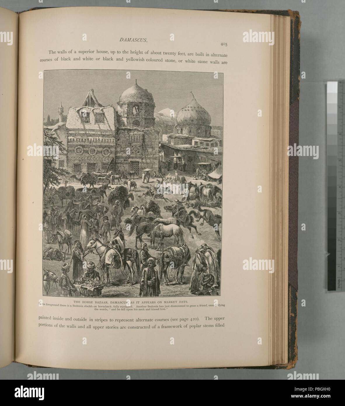 1644 Le cheval Bazar, Damas, tel qu'il apparaît sur les jours de marché. Dans l'avant-plan est un Bédouin cheikh à cheval, entièrement équipé. Un autre vient de Bédouins démontées pour saluer un ami, (NYPL b10607452-80515) Banque D'Images
