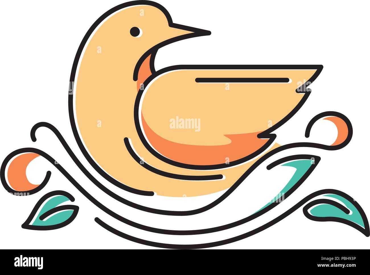 Oiseau Mignon mignon Illustration Symbole sur son nid Illustration de Vecteur