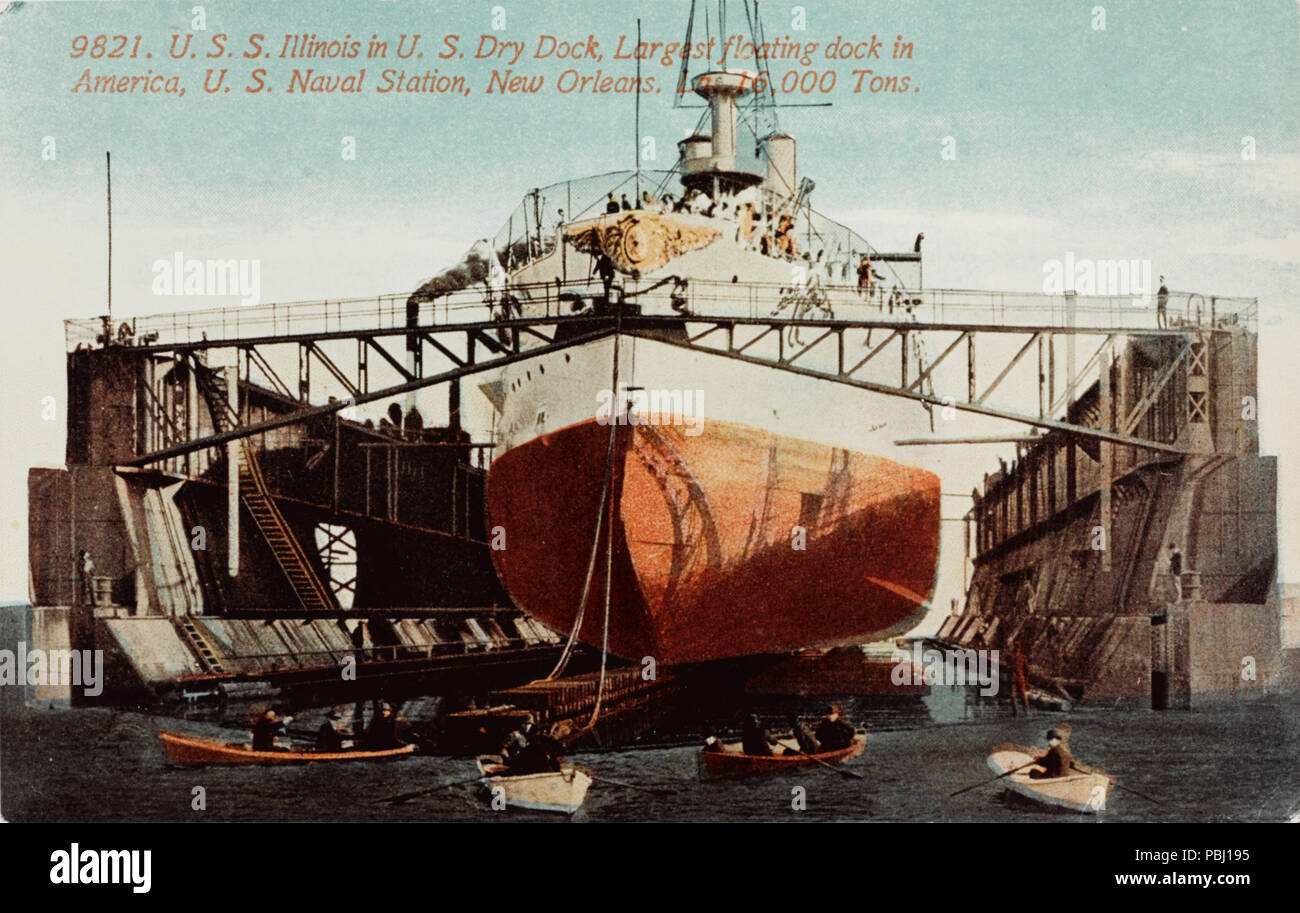 1796 Illiniois USS New Orleans au Dry Dock carte postale 1902 Banque D'Images