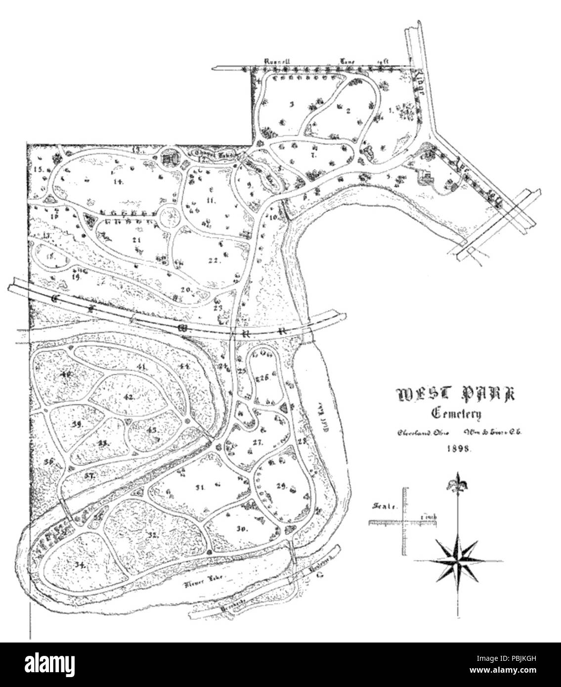 1842 West Park Cemetery 1895 - Cleveland Banque D'Images