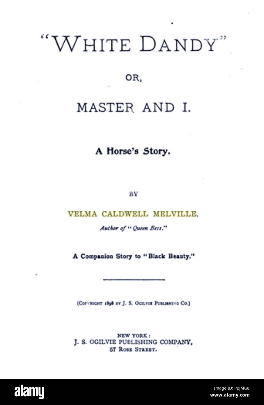 1851 White Dandy, ou Maître, et moi, une histoire de chevaux ... un compagnon à la Beauté noire Banque D'Images