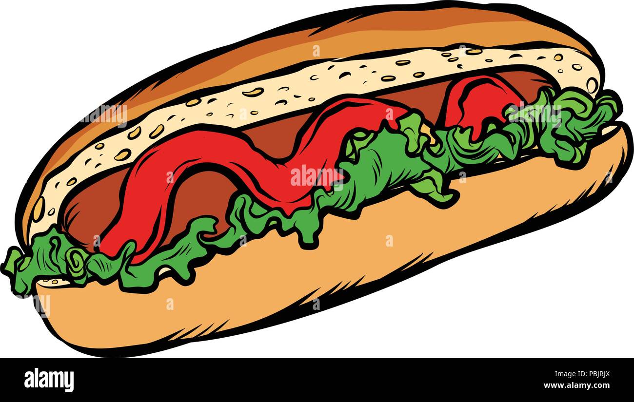 Salade de hot-dog ketchup isoler sur un fond blanc Illustration de Vecteur