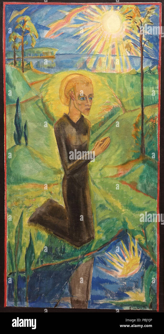 1224 Femme en prière par Erich Heckel, 1916, tempera sur toile - Germanisches Nationalmuseum, Nuremberg - Allemagne - DSC02451 Banque D'Images