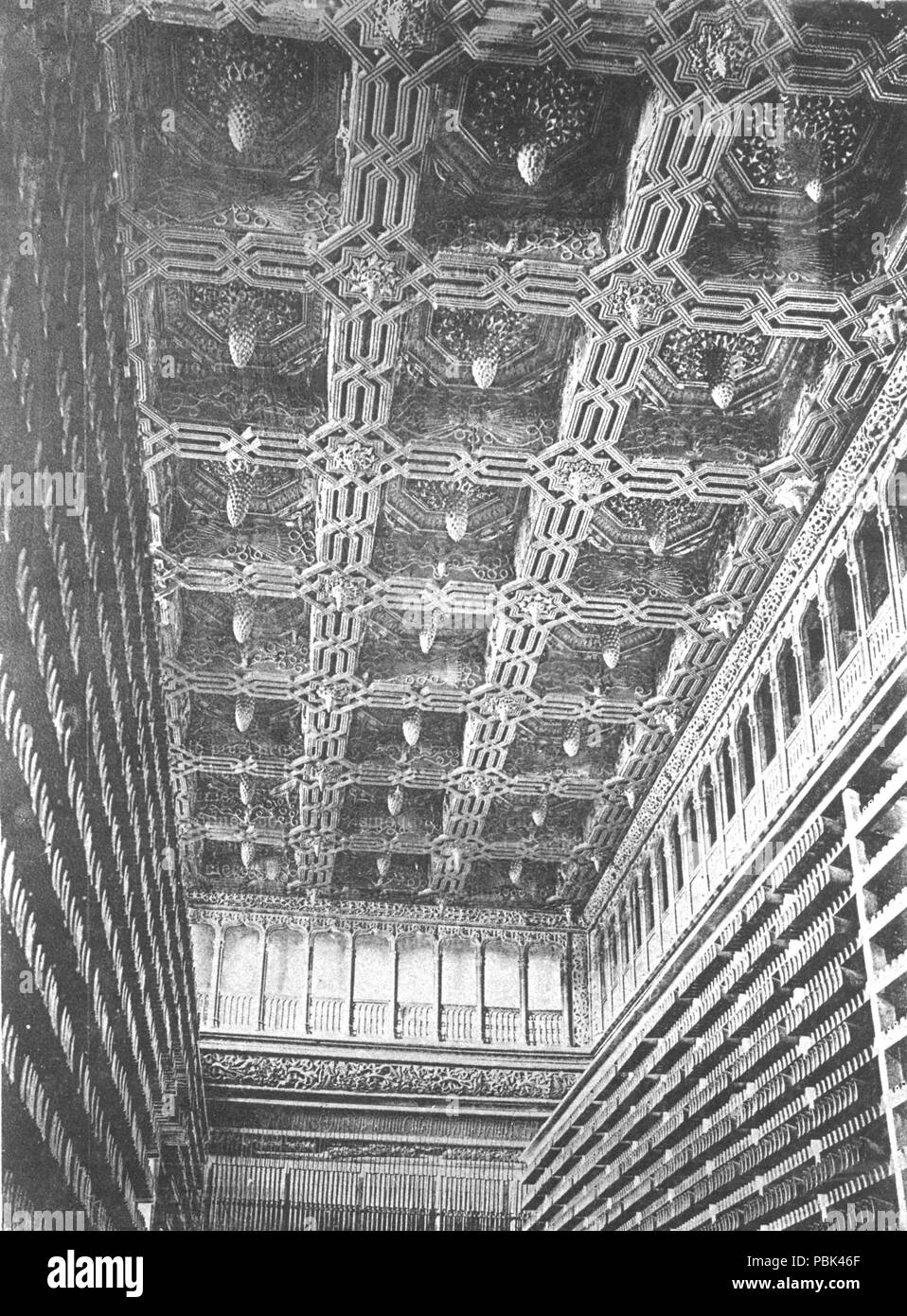 1070 plafond mudéjar de la salle du trône, l'Aljafería 1890 Banque D'Images