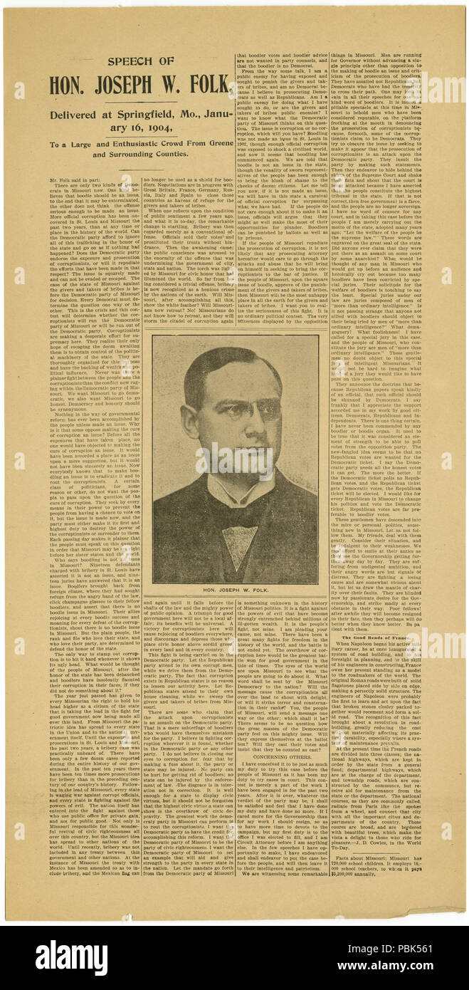 1558 Discours de l'honorable Joseph Folk livrés à Springfield, Missouri, le 16 janvier 1904 Banque D'Images