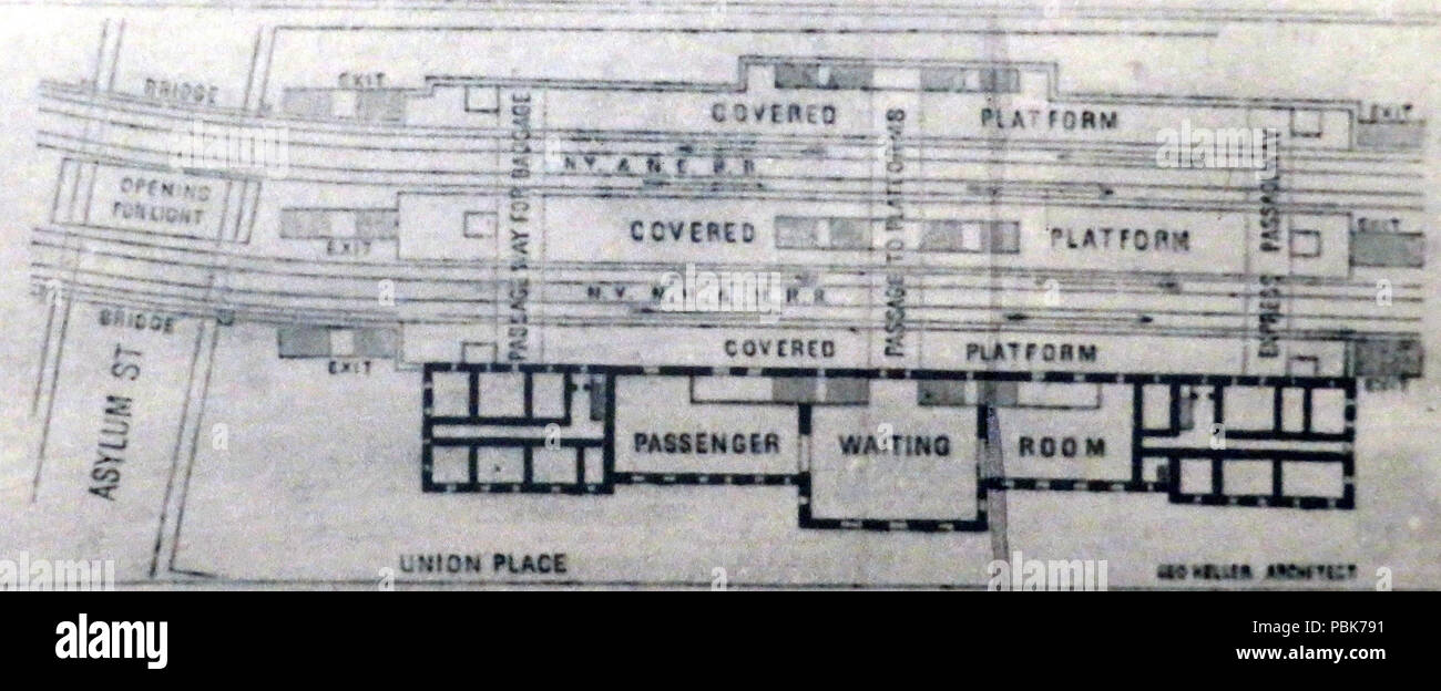 745 Hartford Union Station 1887 plan du réseau Banque D'Images