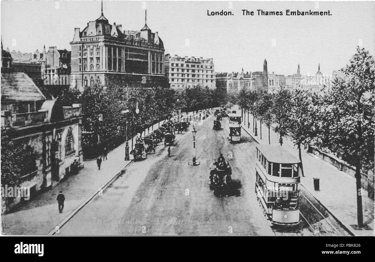 La carte postale 1706 Thames Embankment Banque D'Images