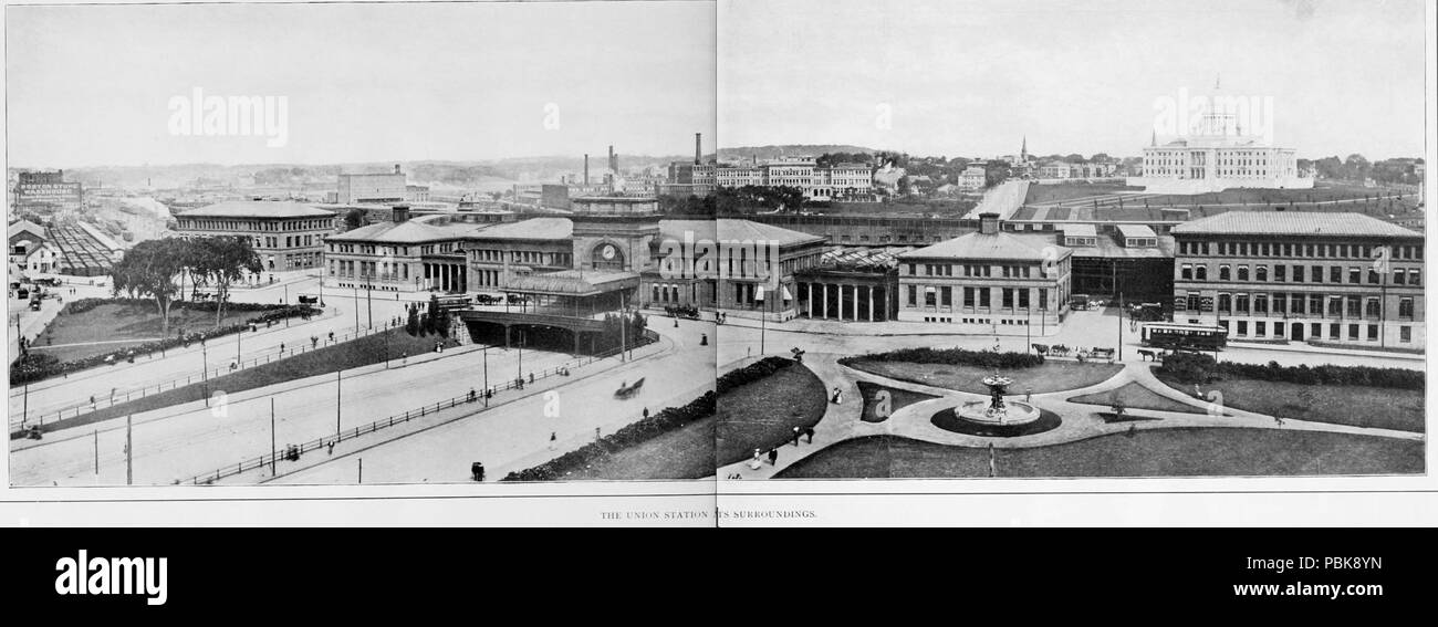1232 Providence Union Station et ses environs à partir des vues de la Providence (1900) Banque D'Images