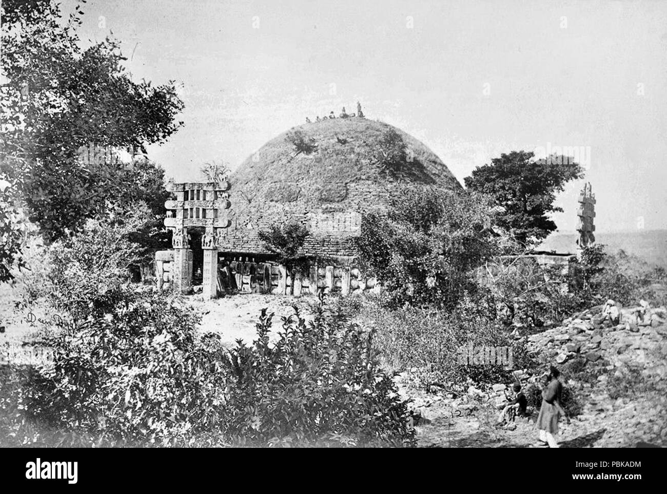 729 Grand Stupa Sanchi 1875 Banque D'Images