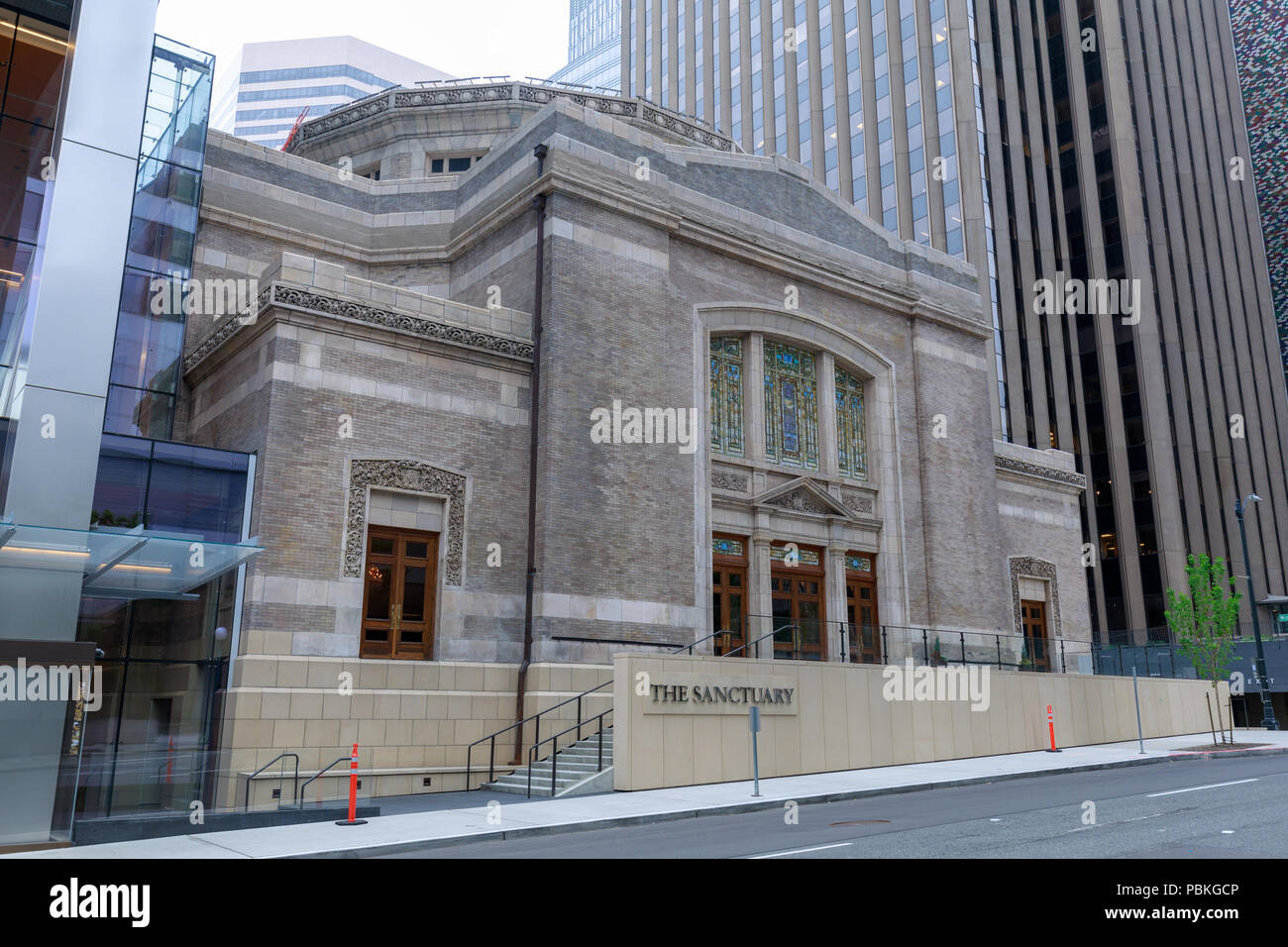 Seattle, Washington - 1 juillet 2018 : Le sanctuaire qui est une plus ancienne église de Seattle Downtown Banque D'Images