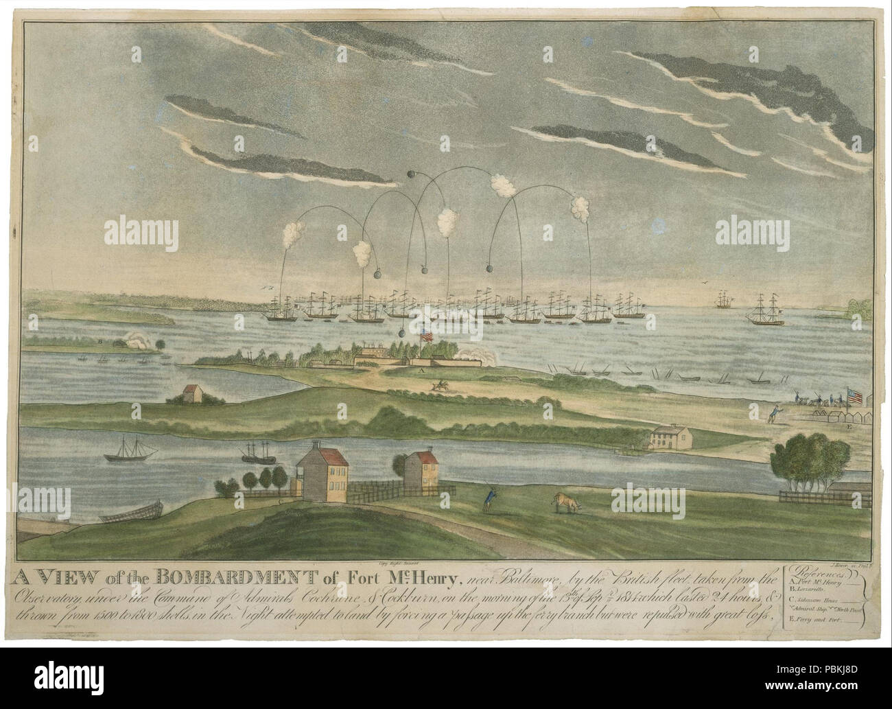 835 John Bower - une vue sur le bombardement de Fort McHenry - Banque D'Images