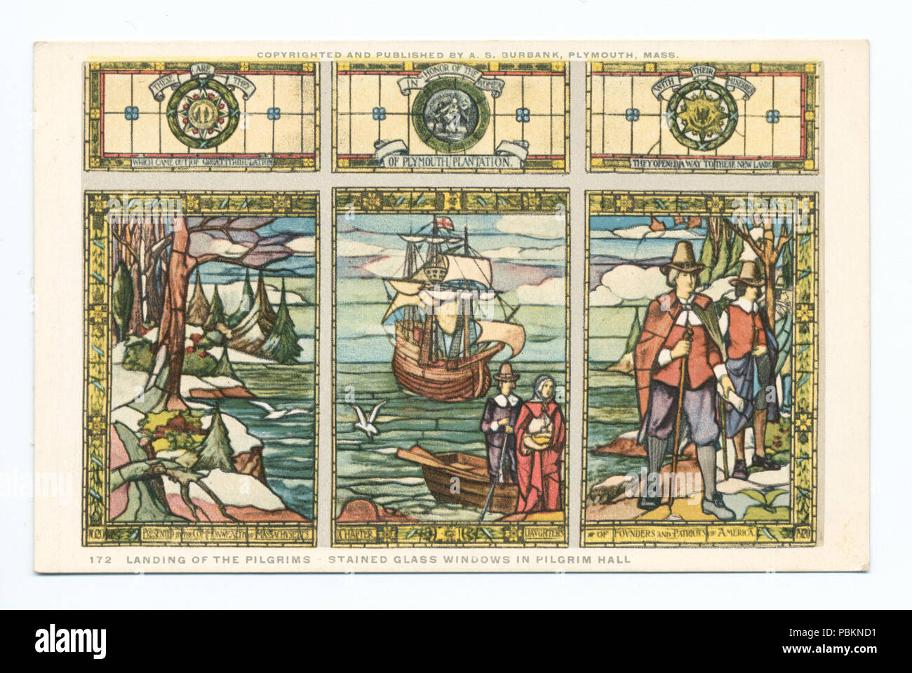 884 l'atterrissage des pèlerins - Vitraux de Pilgrim Hall (NYPL b12647398-79395) Banque D'Images