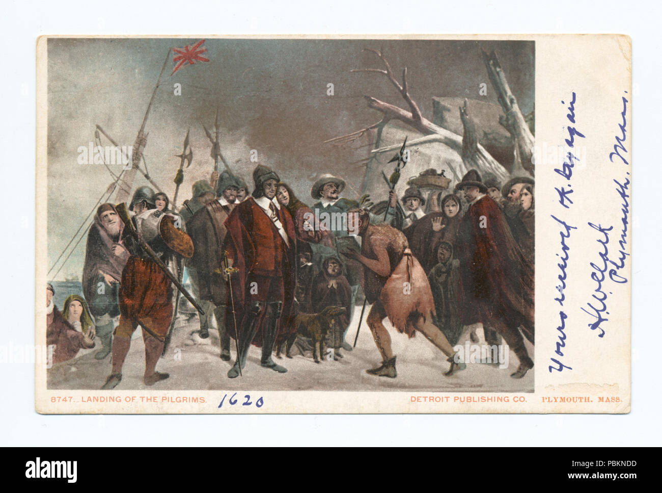 885 l'atterrissage des pèlerins, Plymouth, de masse (NYPL b12647398-67982) Banque D'Images