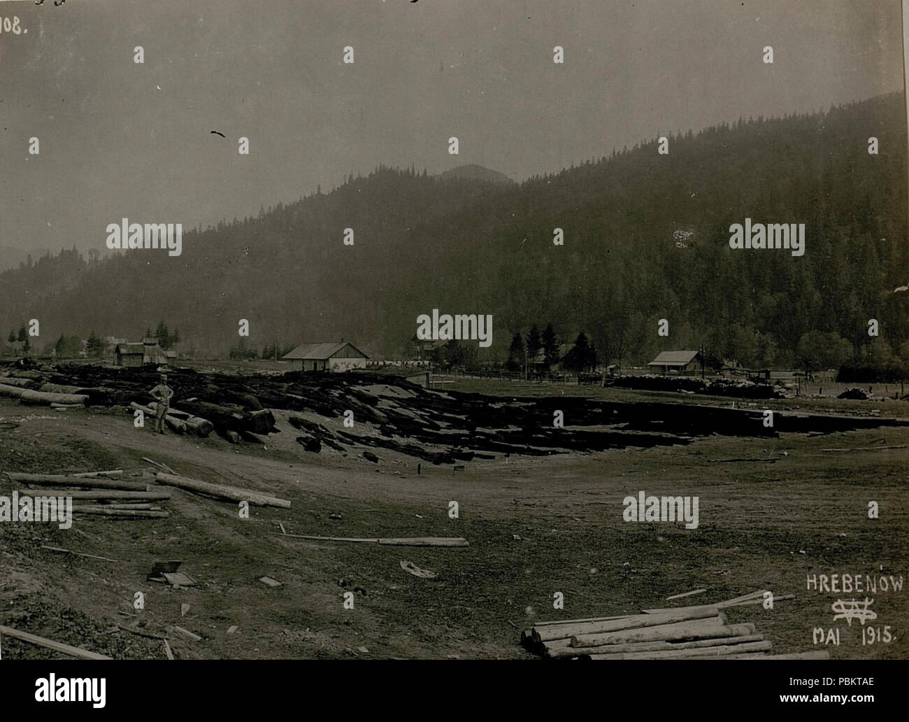 Abgebrannter Bahnhof, Hrebenow. Banque D'Images