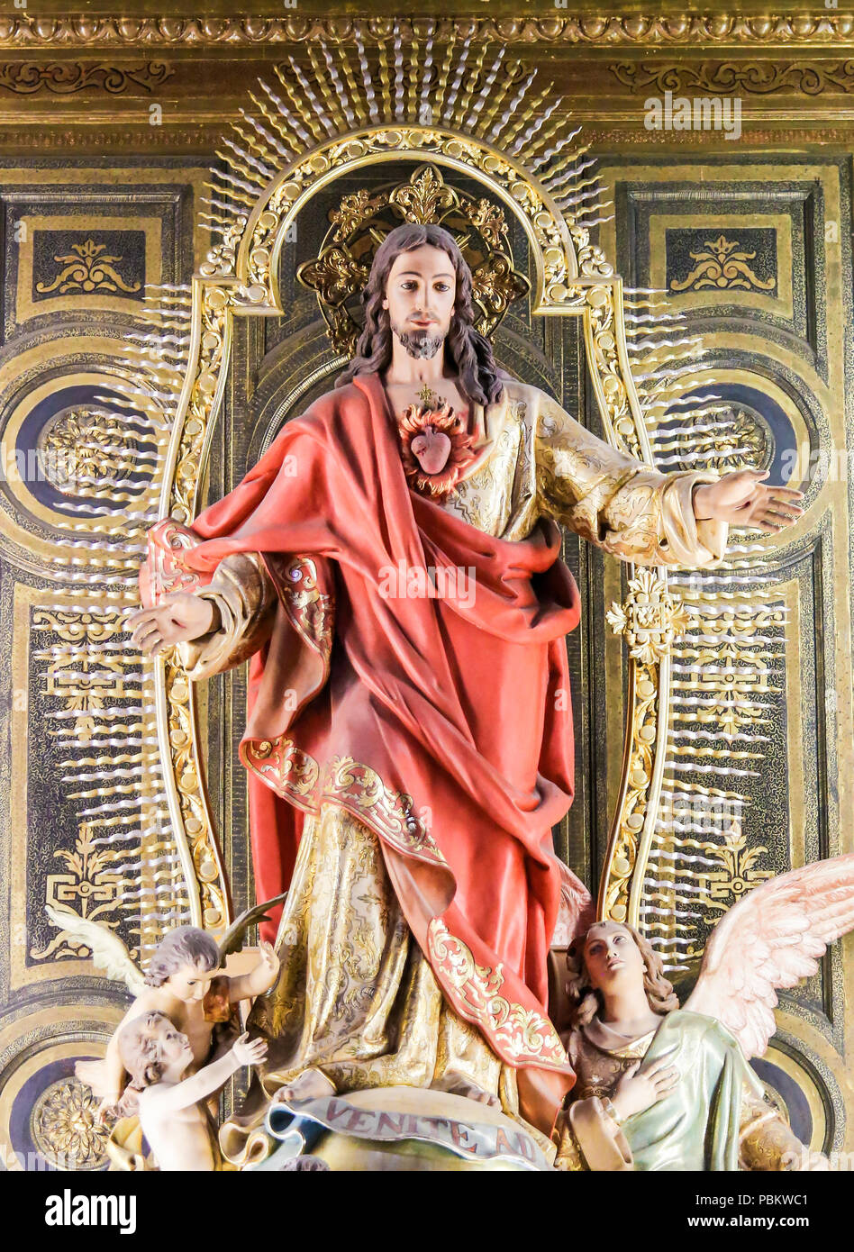 Statue de Jésus et le Sacré-Cœur de la basilique de Valence, Espagne Banque D'Images