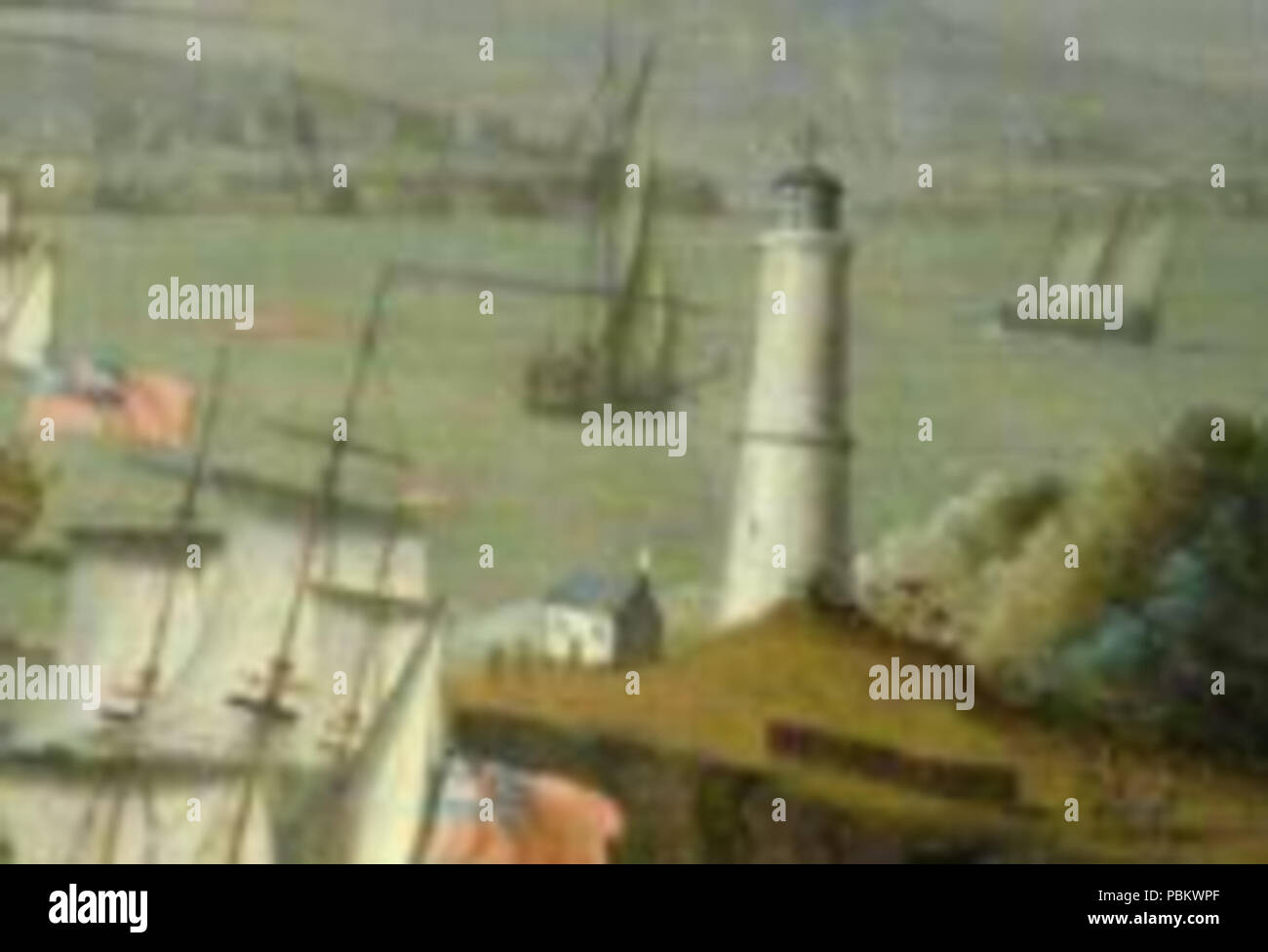 921 Lighthouse Point, siège de Louisbourg, 1745 (encart) par Peter Monamy (1681-1749) Banque D'Images