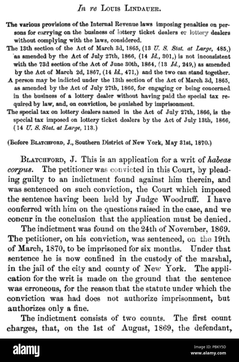 938 Louis Jules Lindauer (1838-1915) dans les rapports de cas ont soutenu et déterminé dans le circuit des États-Unis pour le deuxième Circuit, Volume 7 Banque D'Images
