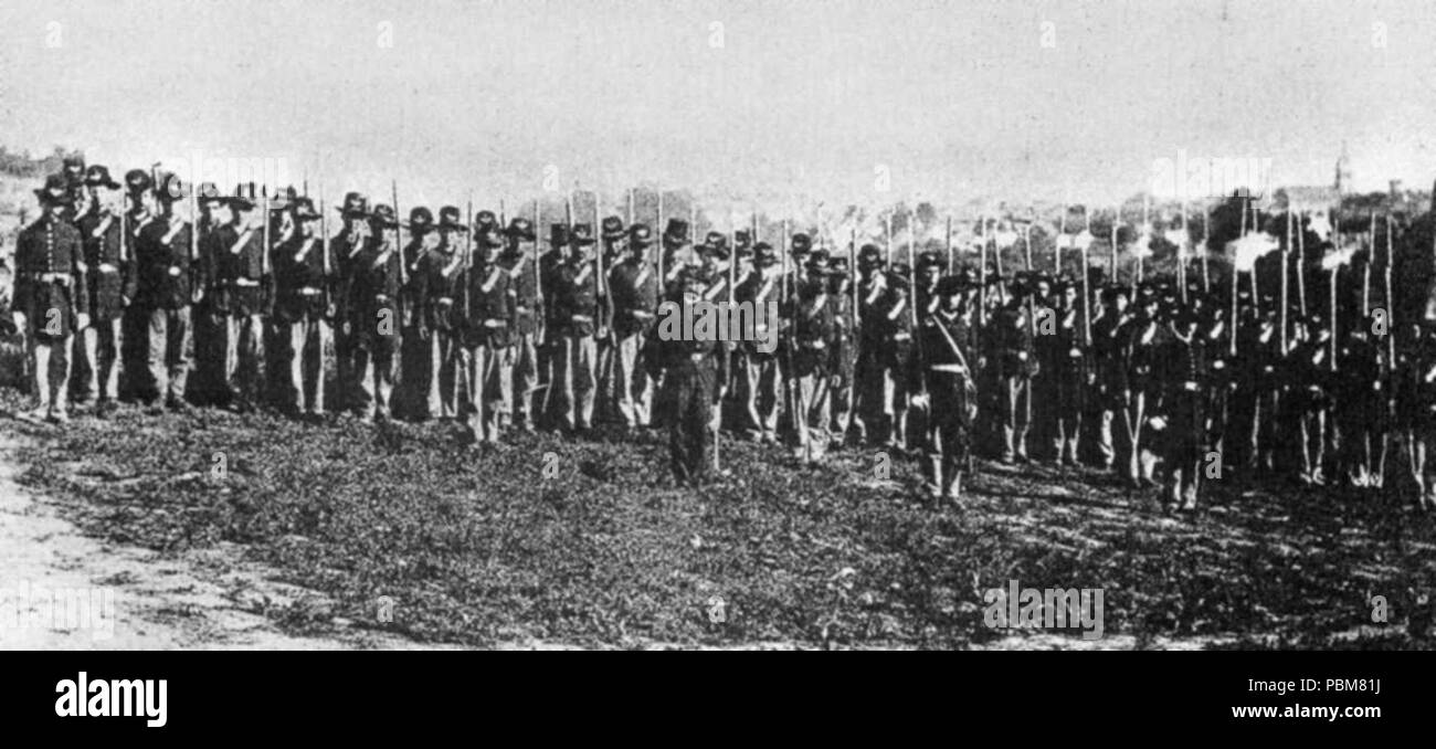 . Anglais : 7e Régiment de volontaires de l'infanterie du Wisconsin, Iron Brigade, en Virginie, en 1862, une photographie. vers 1862 812 Iron Brigade 7e Groupe du Wisconsin Banque D'Images