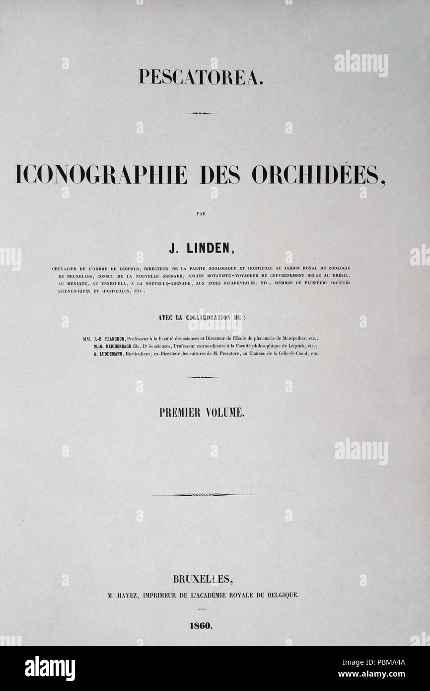 828 Jean Jules Linden - Pescatorea (1860) - Titre Banque D'Images