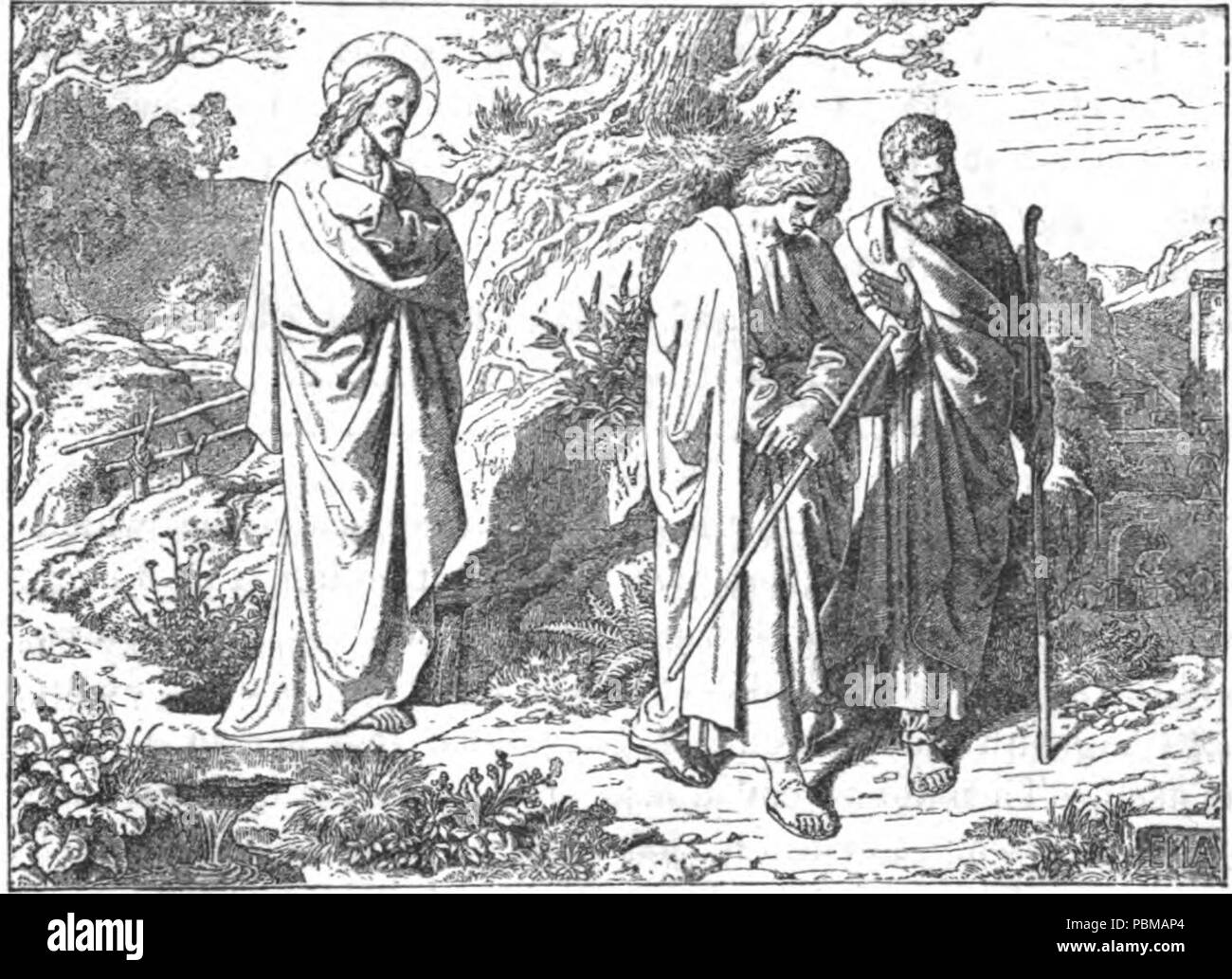 832 Jésus rencontre les disciples d'Emmaüs va Banque D'Images