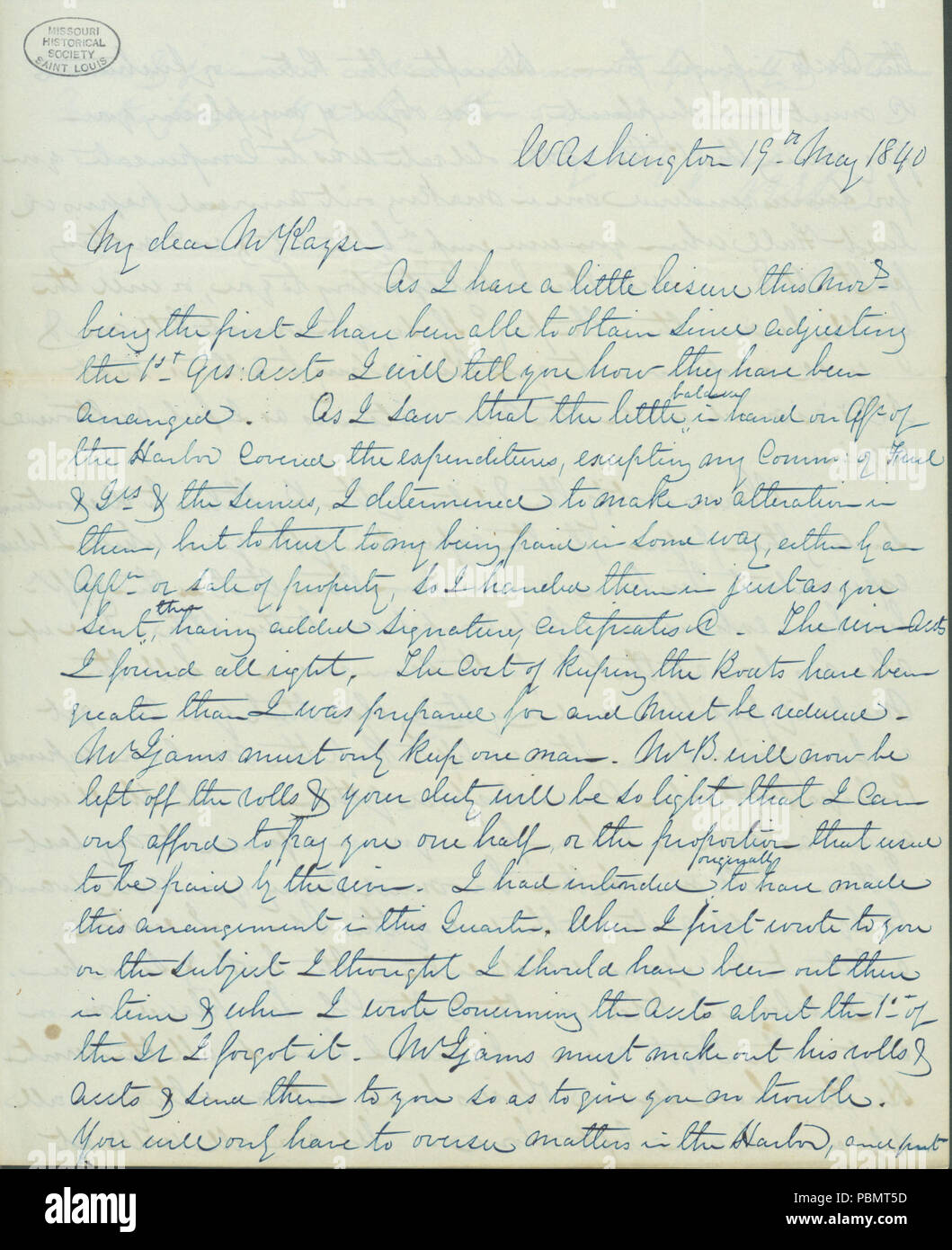 911 Lettre signée R.E. Lee à Henry Kayser, 19 mai, 1840 Banque D'Images