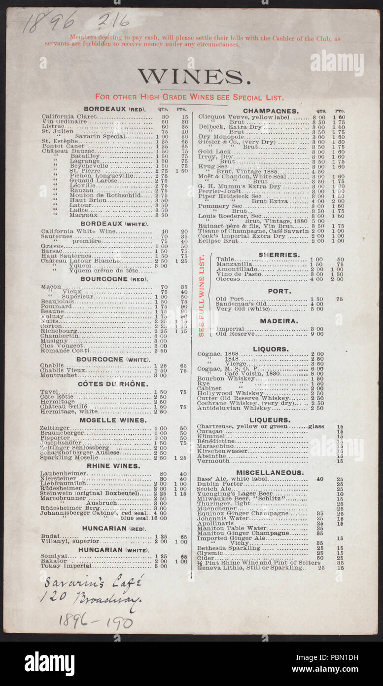966 le déjeuner ou dîner (organisé par) (CLUB) (at) "SAVARIN'S CAFE, NY" ((club)) (NYPL)-270782-4000003759 Hades Banque D'Images