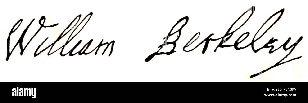 . Anglais : signature du gouverneur William Berkeley, à partir du 15 mai 1672 ; reproduit dans des politiques de l'histoire de la Virginie . Signature Date 1672 ; date de publication 1904 987 décideurs de l'histoire de Virginie - Gov William Berkeley signature Banque D'Images