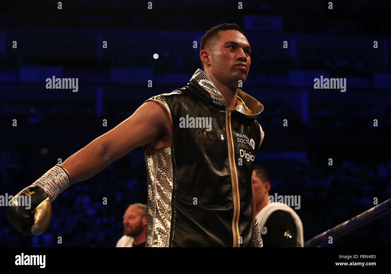 Joseph Parker avant son titre WBC et WBO des poids lourds d'argent International Heavyweight Title contre Dillian Whyte à l'O2 Arena, Londres. Banque D'Images