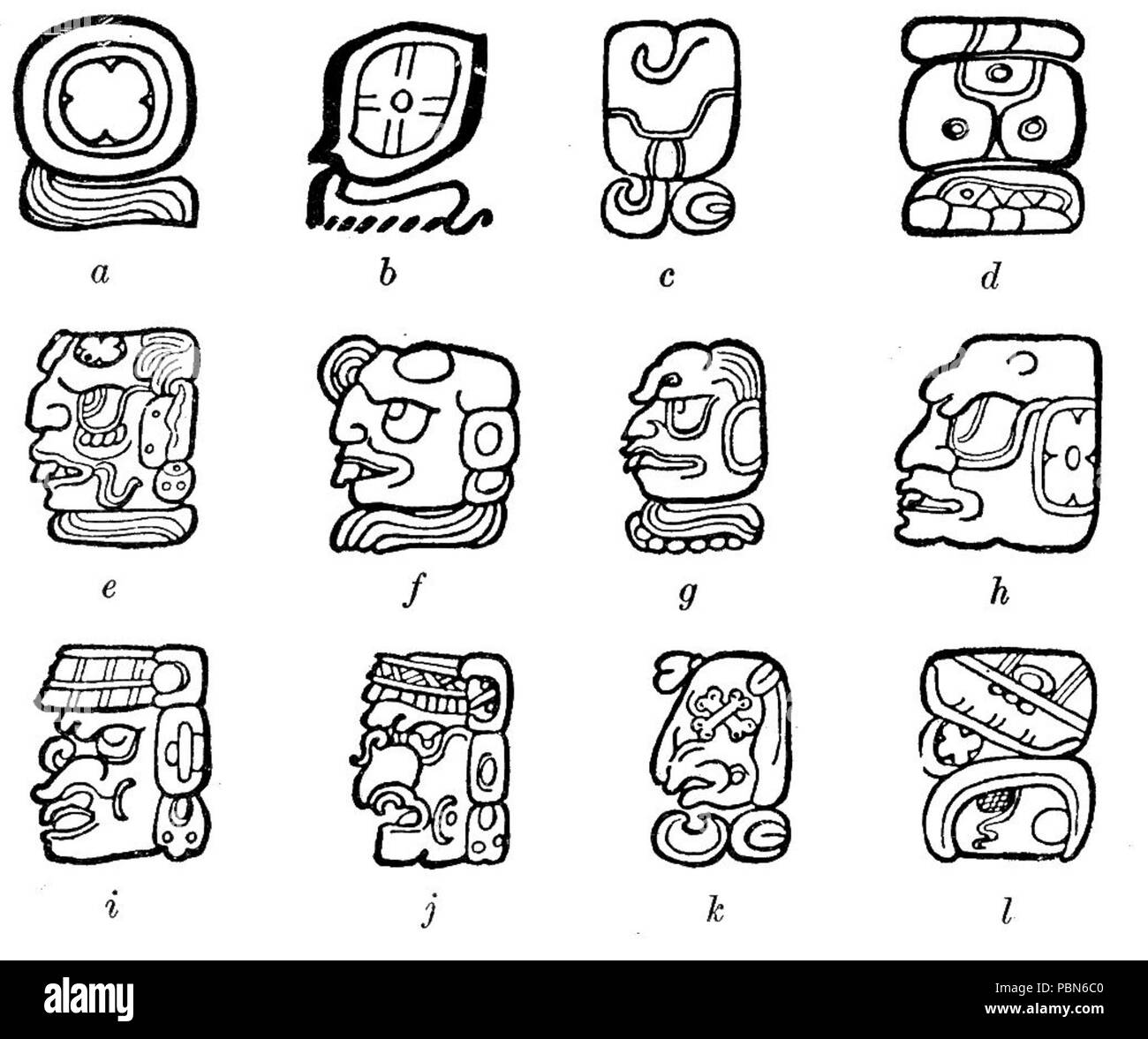 1009 hiéroglyphes mayas Fig 34 Banque D'Images