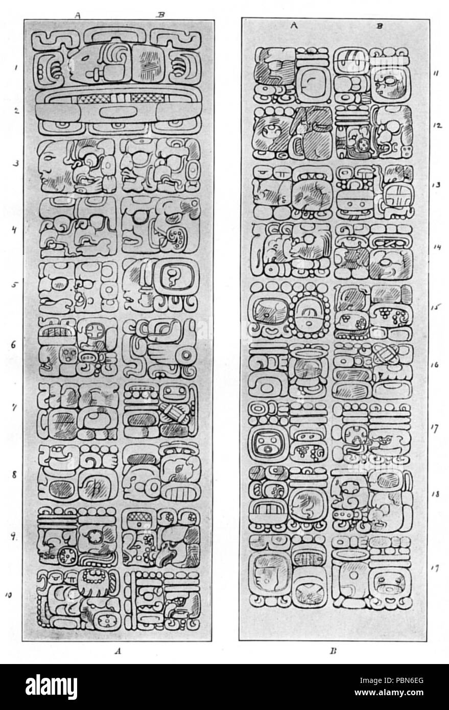 1009 Plaque d'hiéroglyphes mayas 19 Banque D'Images