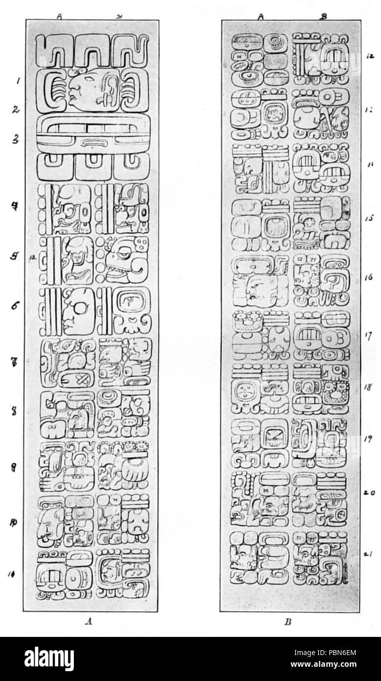 1009 Plaque d'hiéroglyphes mayas 24 Banque D'Images