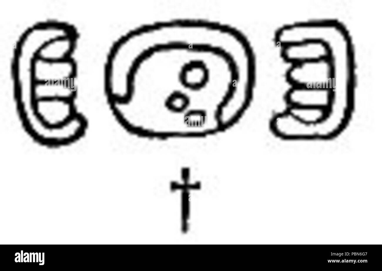 Hiéroglyphes Mayas 1009 Sidenote 69a Banque D'Images