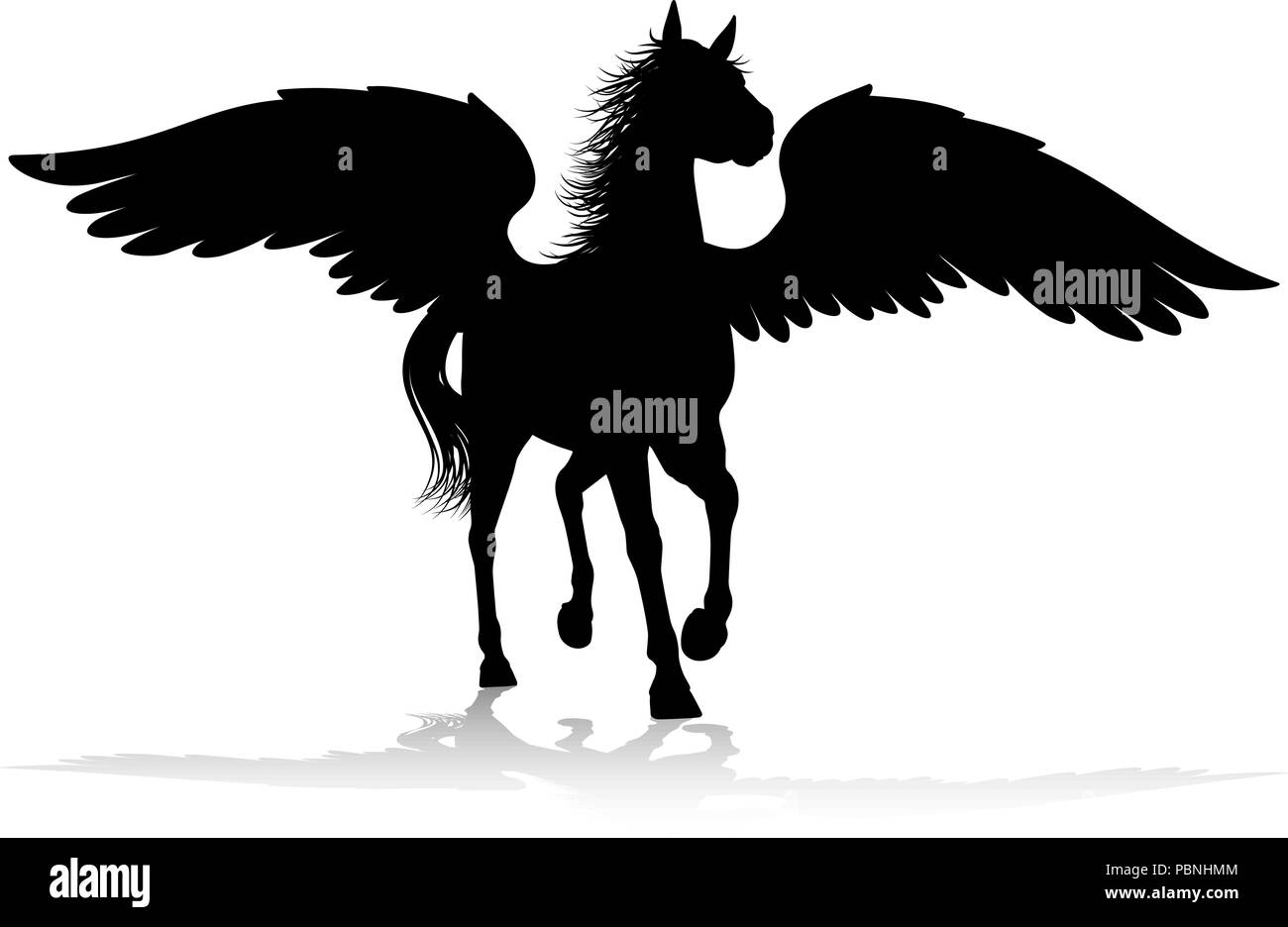 Silhouette cheval ailé Pégase mythologique Illustration de Vecteur