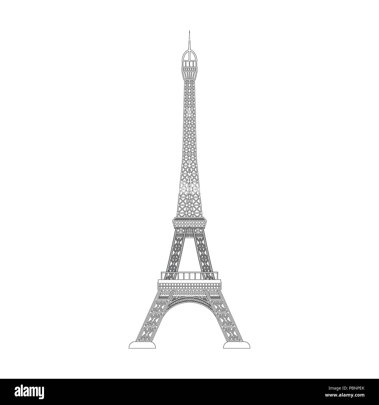 L'icône de la tour Eiffel en avant-projet isolé sur fond blanc. Symbole d'illustration vectorielle stock pays. Illustration de Vecteur