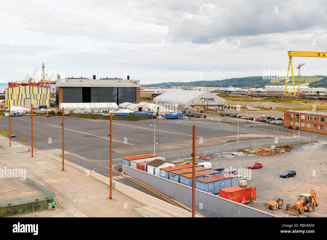 BELFAST, NI - 14 juillet 2016 : Titanic Titanic Studios du trimestre, l'Irlande du Nord. Port de Belfast, connu comme l'île de la Reine jusqu'à 1995 Banque D'Images