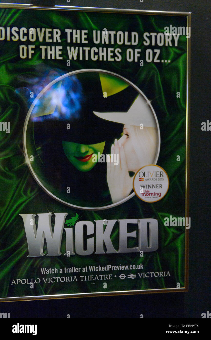 Londres, Angleterre - le 22 juillet 2016 : Wicked poster au musée de cire Madame Tussauds. C'est une attraction touristique majeure à Londres Banque D'Images