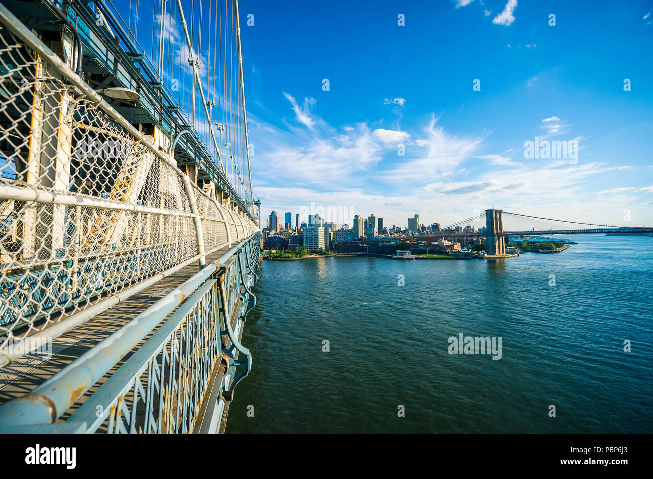 New York City skyline view, de la Manhattan Bridge Banque D'Images