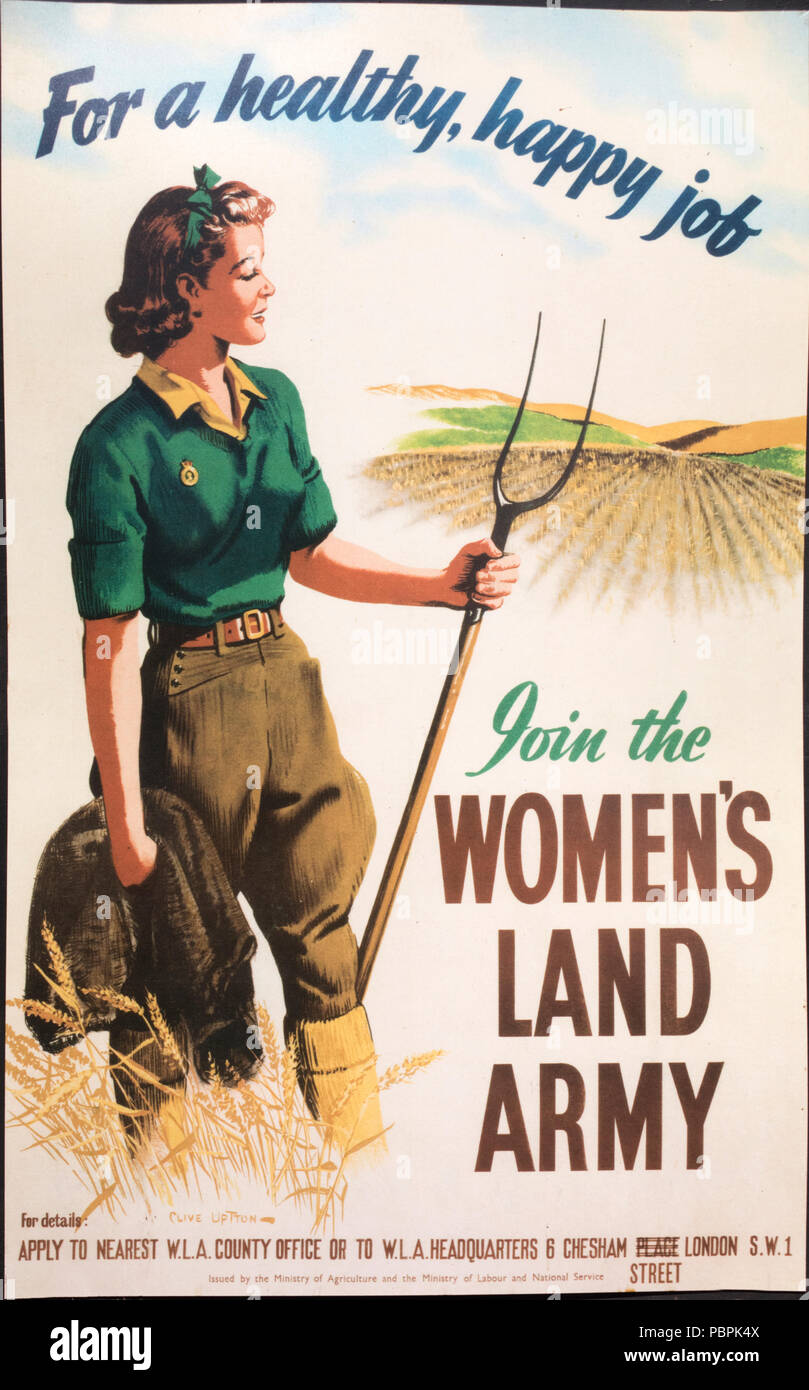 Seconde Guerre mondiale affiche annonçant la Women's Land Army, England, UK Banque D'Images