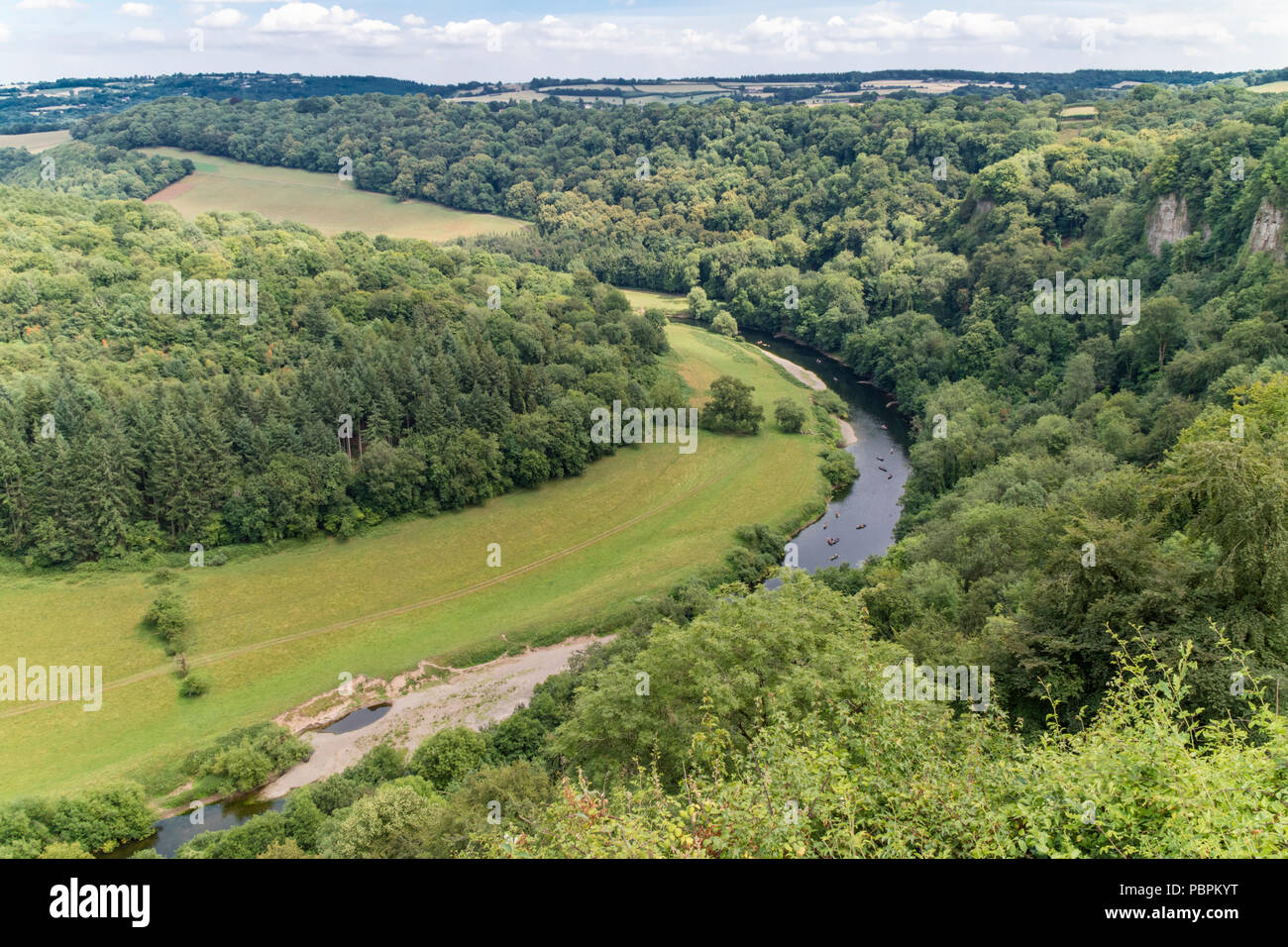 Symonds Yat dans la vallée de la Wye, vue sur la rivière Wye, Herefordshire, Angleterre Royaume-uni Banque D'Images