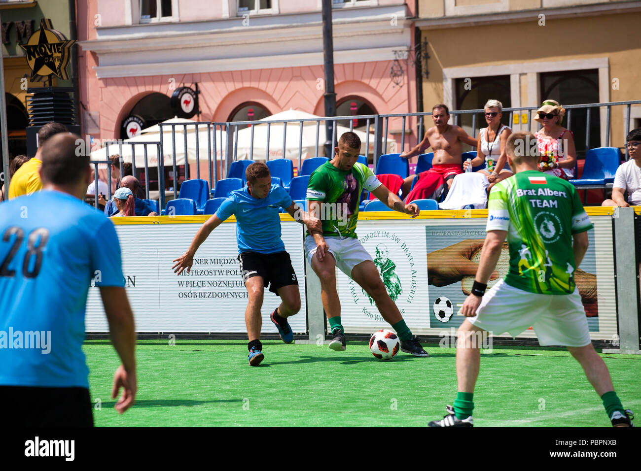 Wroclaw, Pologne, le 28 juillet 2018, l'International X Championnat de Football National Polonais de sans-abri et personnes Traçage WROCLAW CUP 2018, Crédit : Lidia/Mukhamadeeva Alamy Live News Banque D'Images